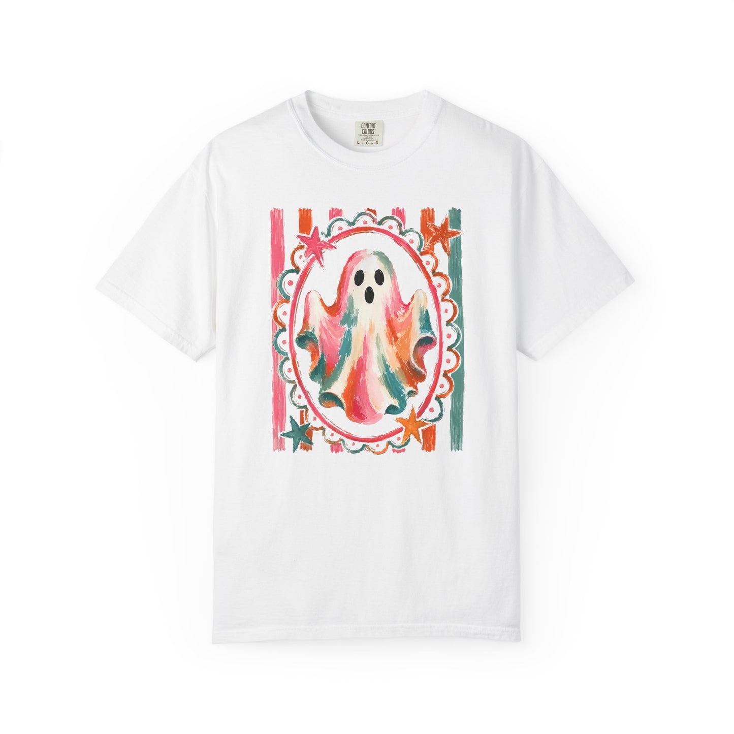 Watercolor Ghost Tee — Colorful Halloween Graphic T-Shirt