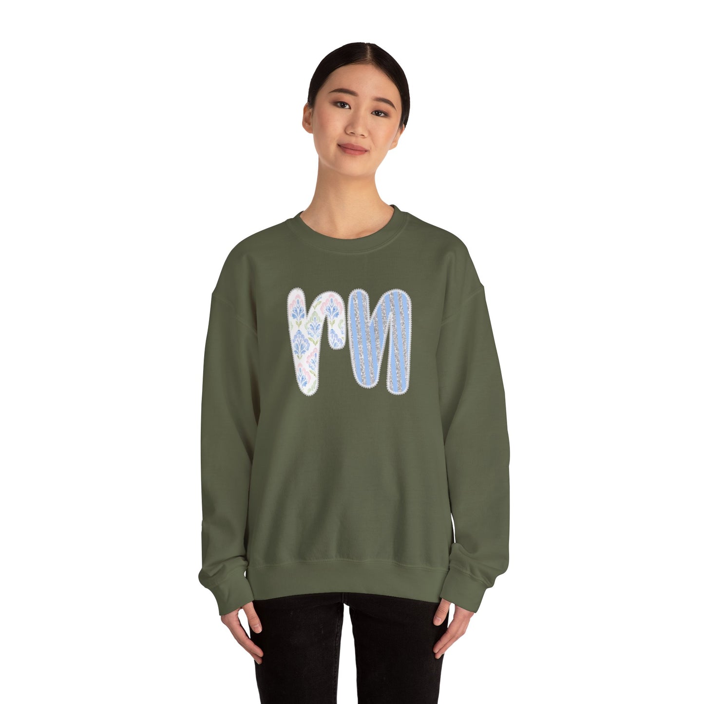 RN Floral Crewneck Sweatshirt – Blue Botanical Monogram