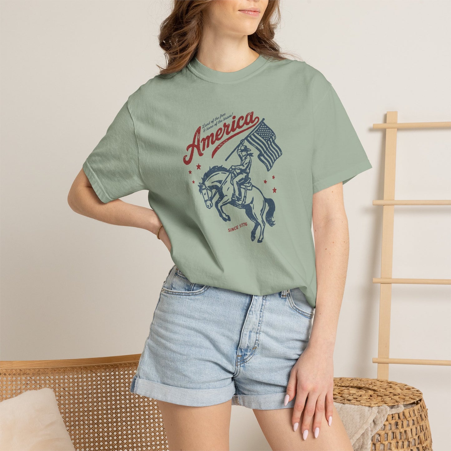 America Cowboy Flag T-Shirt – Retro Patriotic Rodeo Tee