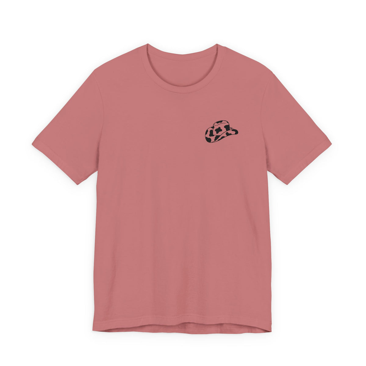 Cowpens Cow Print Cap Embroidered Tee — Minimalist Graphic T-Shirt