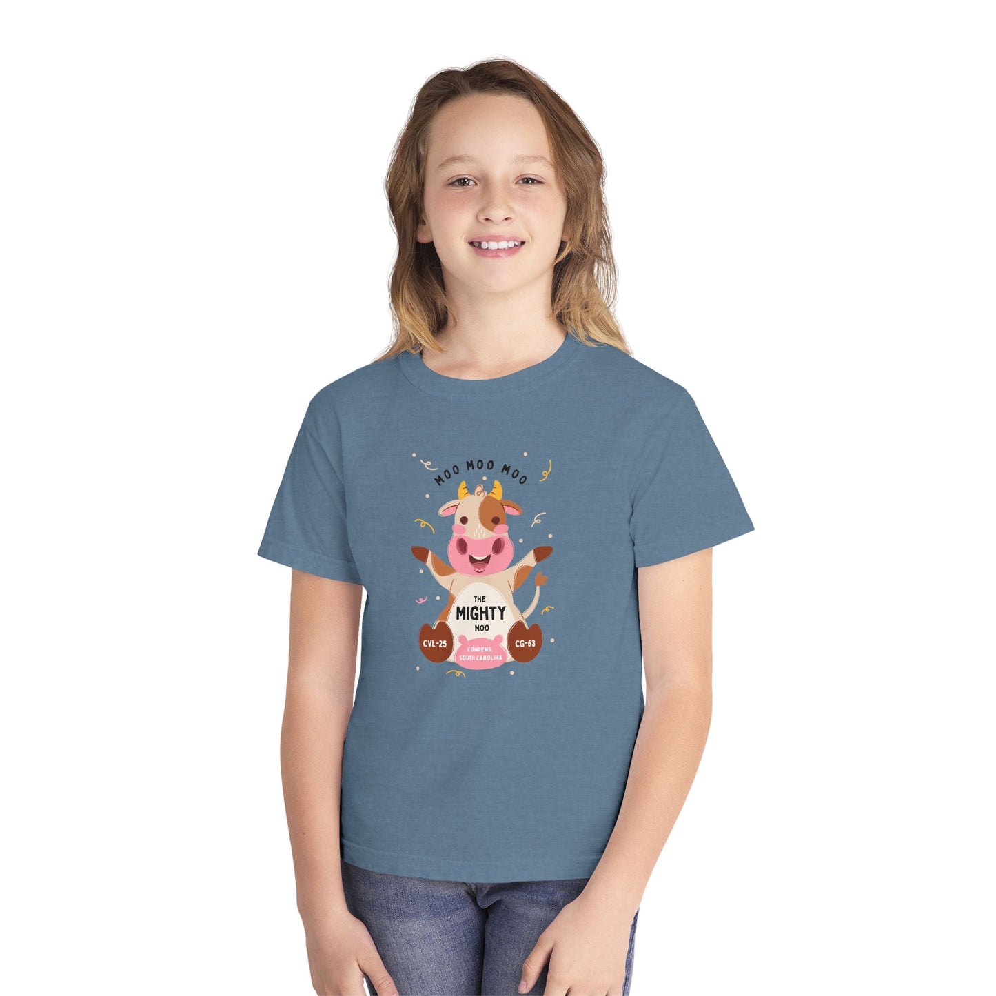 Youth Tee - Cute 'Moo Moo Moo I'm the Mighty Moo' Cow Graphic