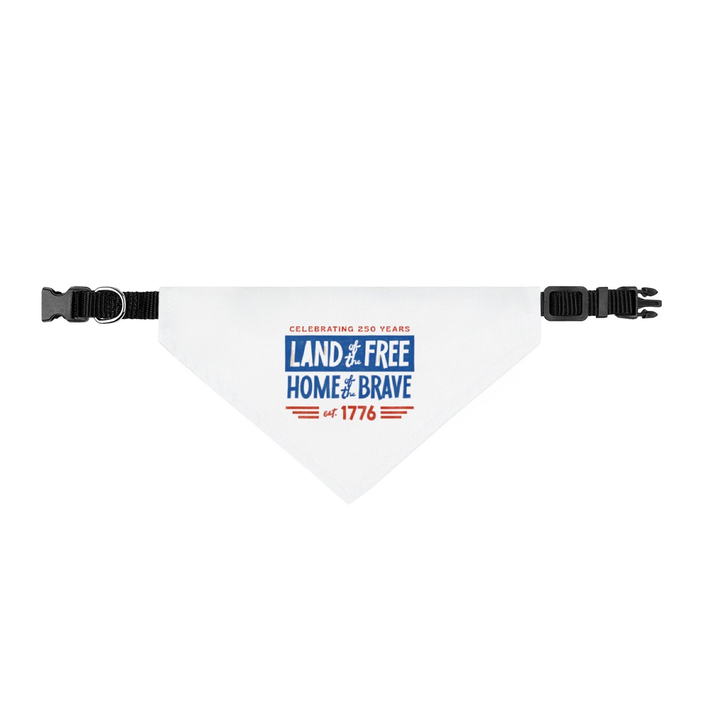 Patriotic Clip-On Pet Bandana — "Land of the Free, Home of the Brave" 1776