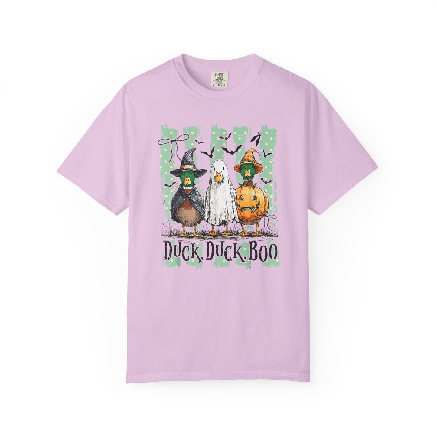 Duck Duck Boo Halloween T‑Shirt — Cute Witch & Pumpkin Ducks Graphic Tee