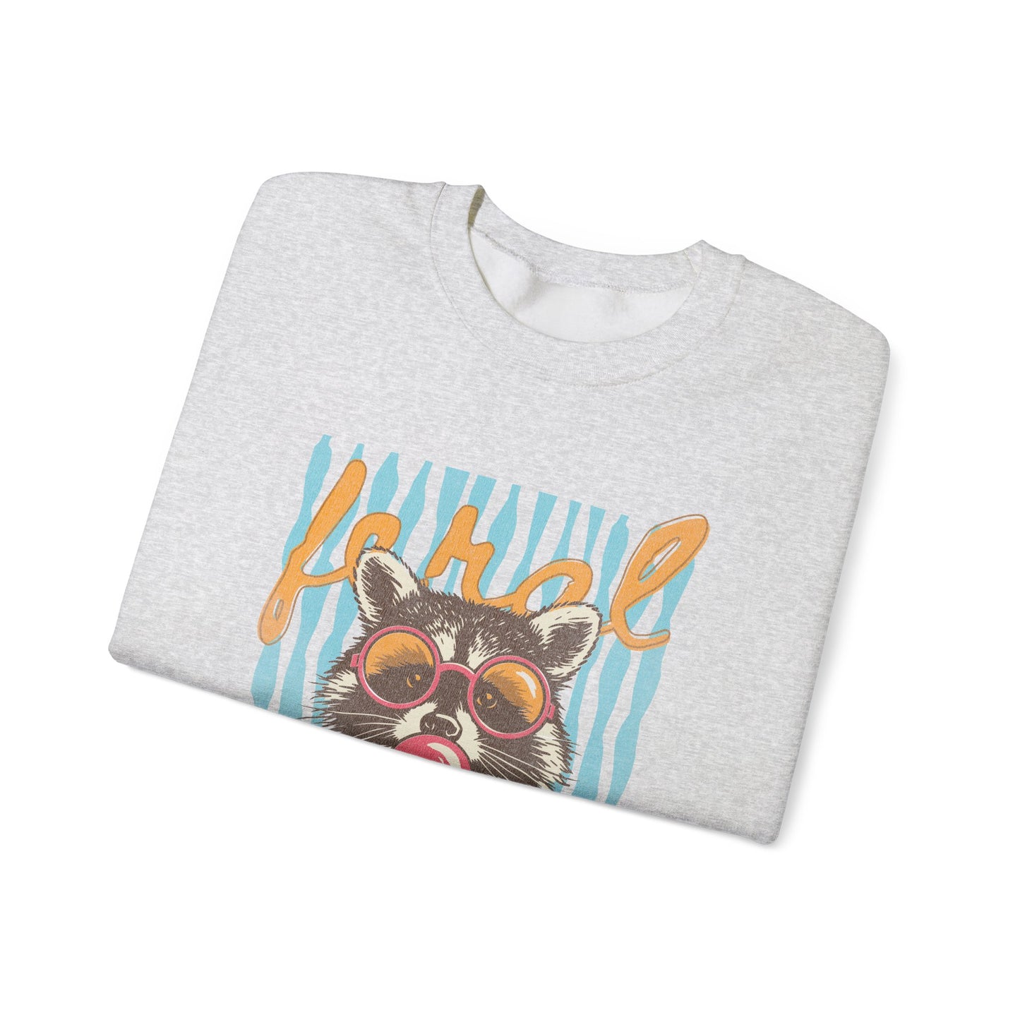 Crewneck Sweatshirt — Retro Raccoon Bubblegum Design