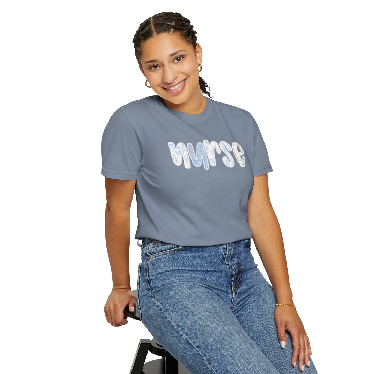 Nurse Floral Script T‑Shirt — Healthcare Appreciation