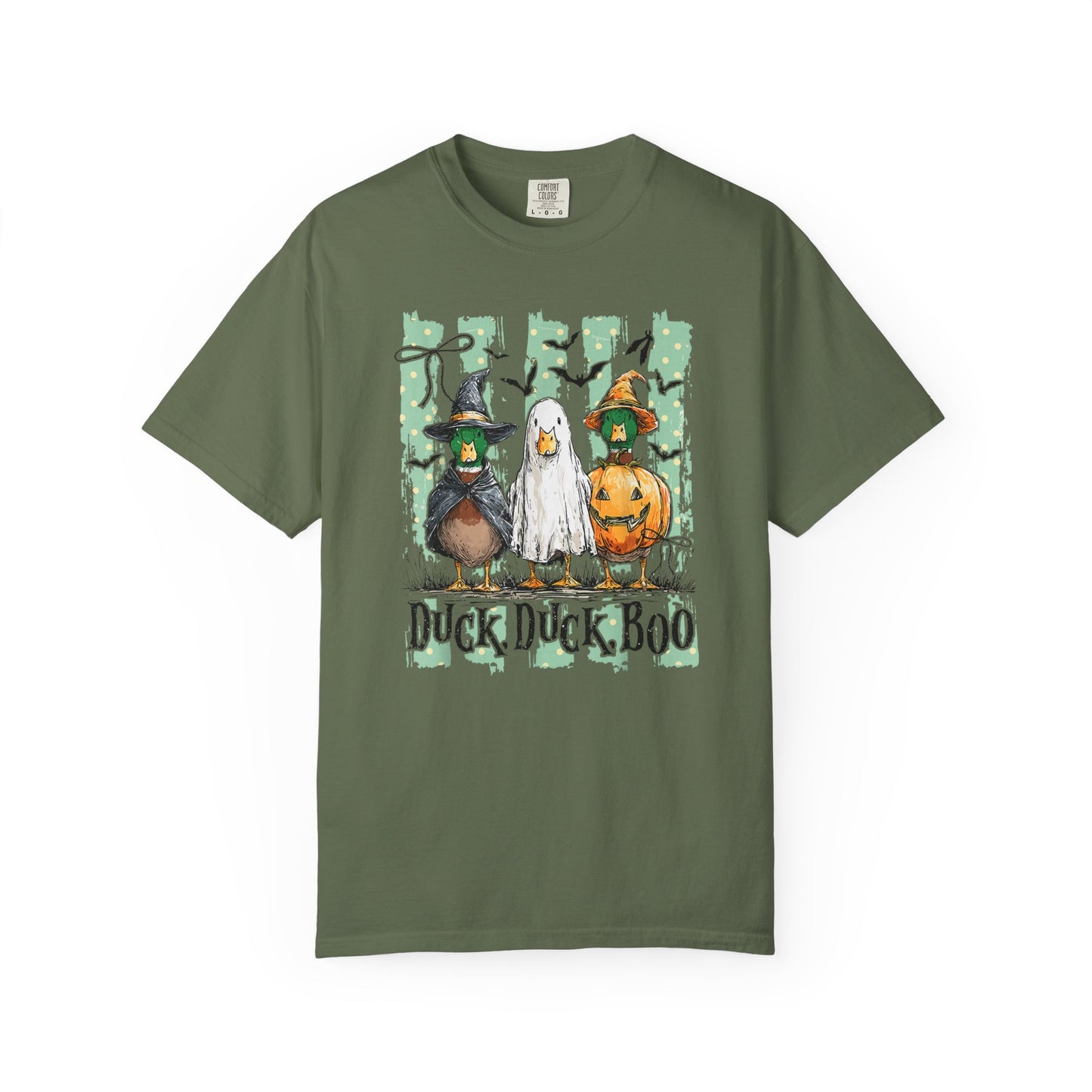 Duck Duck Boo Halloween T‑Shirt — Cute Witch & Pumpkin Ducks Graphic Tee