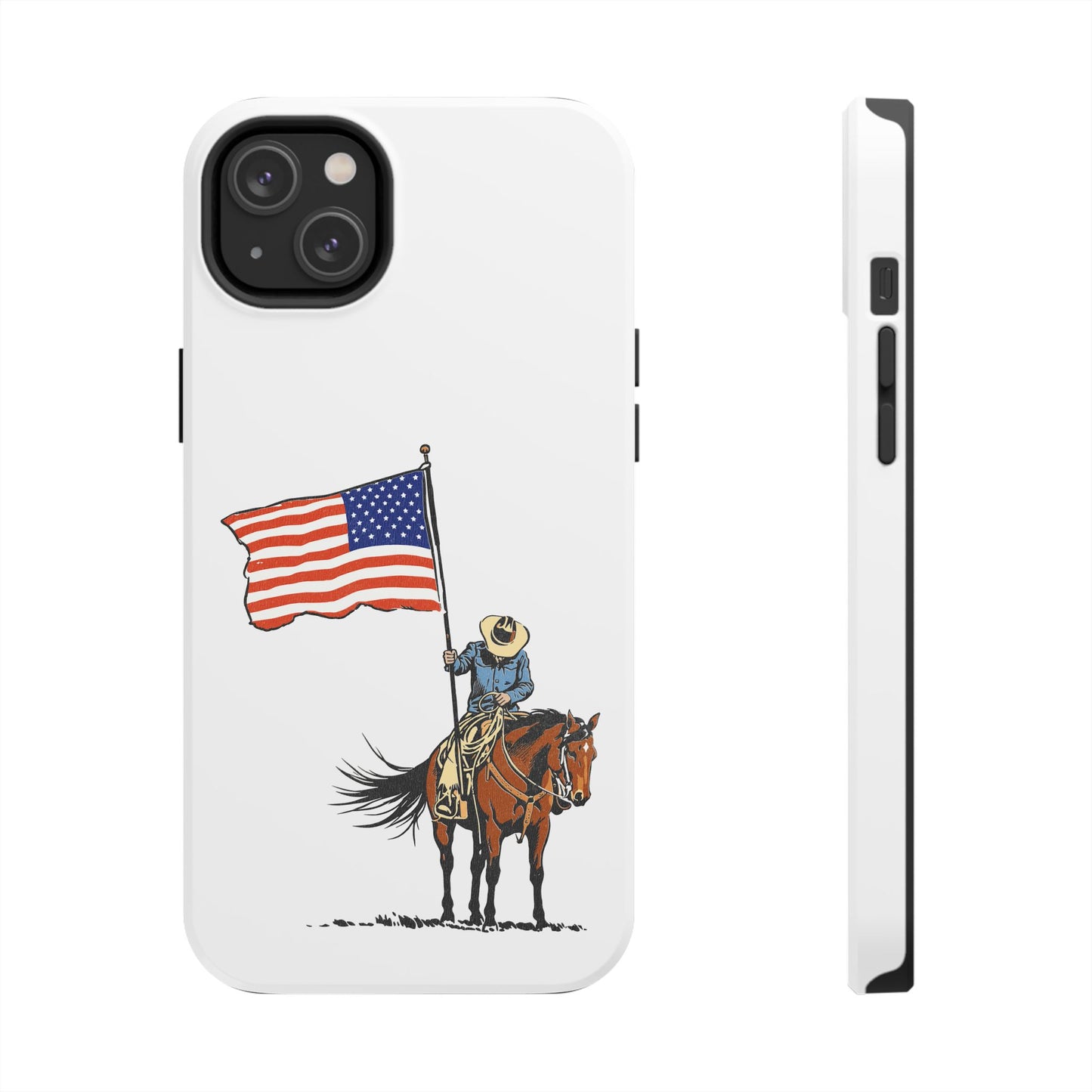 Rugged Western Phone Case — Cowboy Holding American Flag
