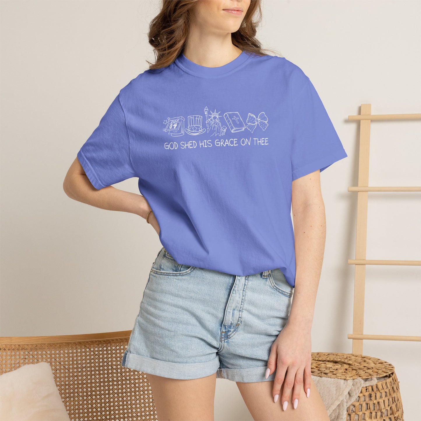 Graphic T-Shirt — 'God Shed His Grace On Thee' Minimal Line Art