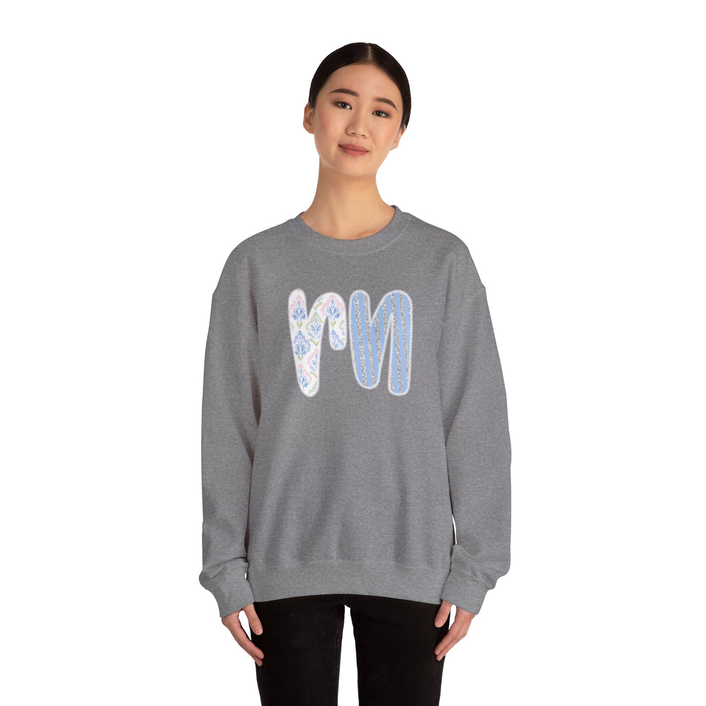 RN Floral Crewneck Sweatshirt – Blue Botanical Monogram