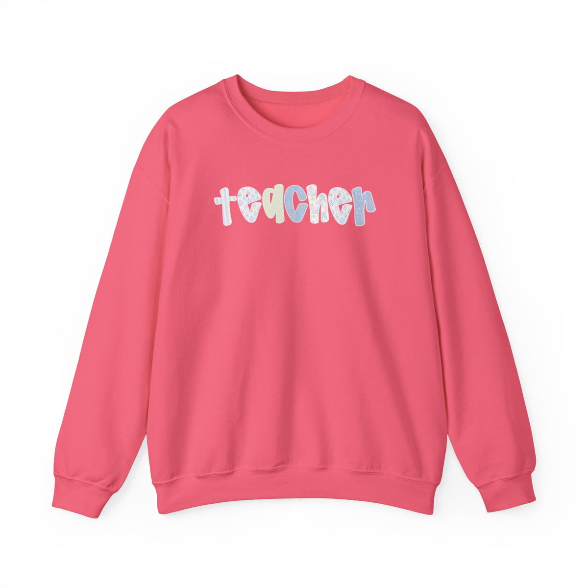 Teacher Floral Crewneck Sweatshirt — Pastel Heart & Flower Teacher Gift