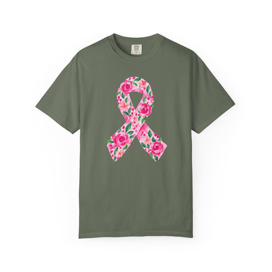 Breast Cancer Awareness Floral Ribbon T-Shirt