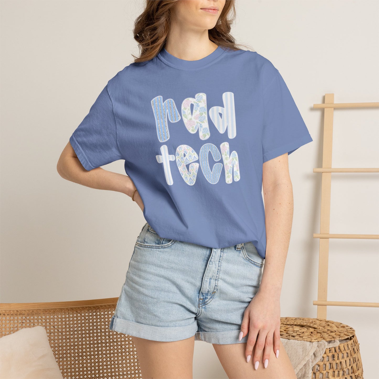 Rad Tech T-Shirt — Retro Floral 'rad tech' Graphic Tee for Radiologic Technologists