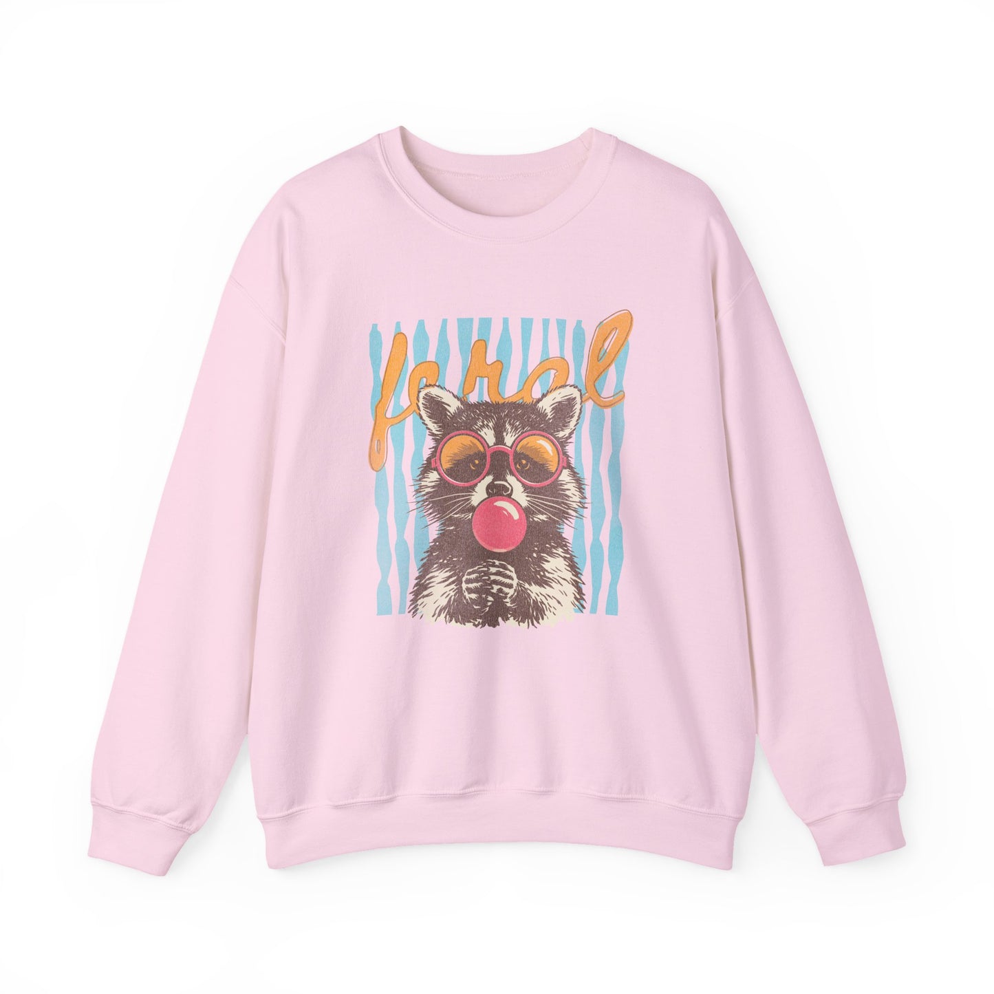 Crewneck Sweatshirt — Retro Raccoon Bubblegum Design