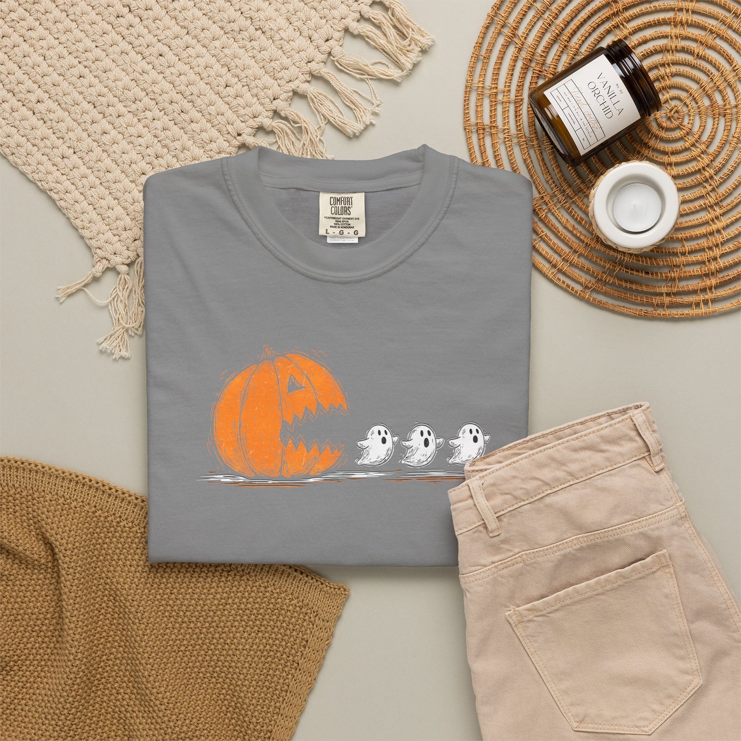 Halloween "Pac Man: Pumpkin Ghosts T-Shirt — Cute Trio Spooky Tee