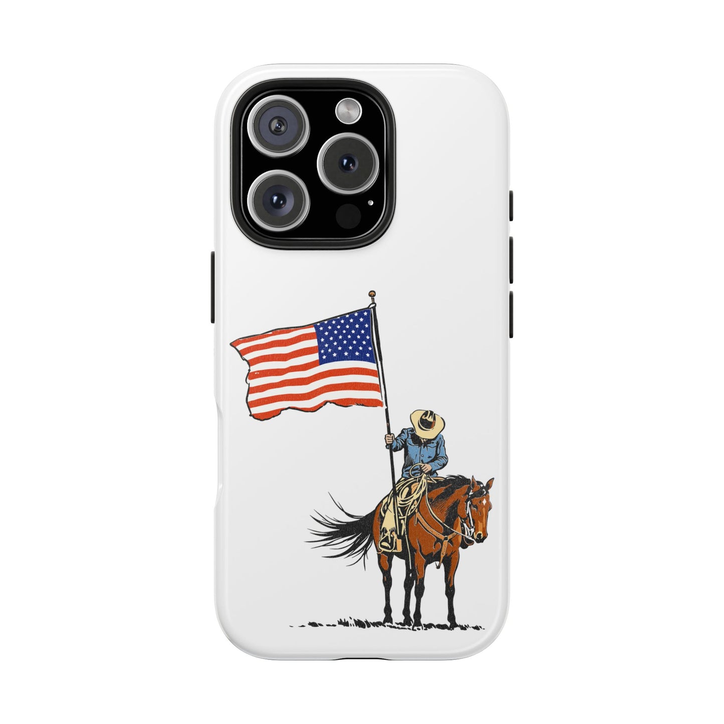 Rugged Western Phone Case — Cowboy Holding American Flag