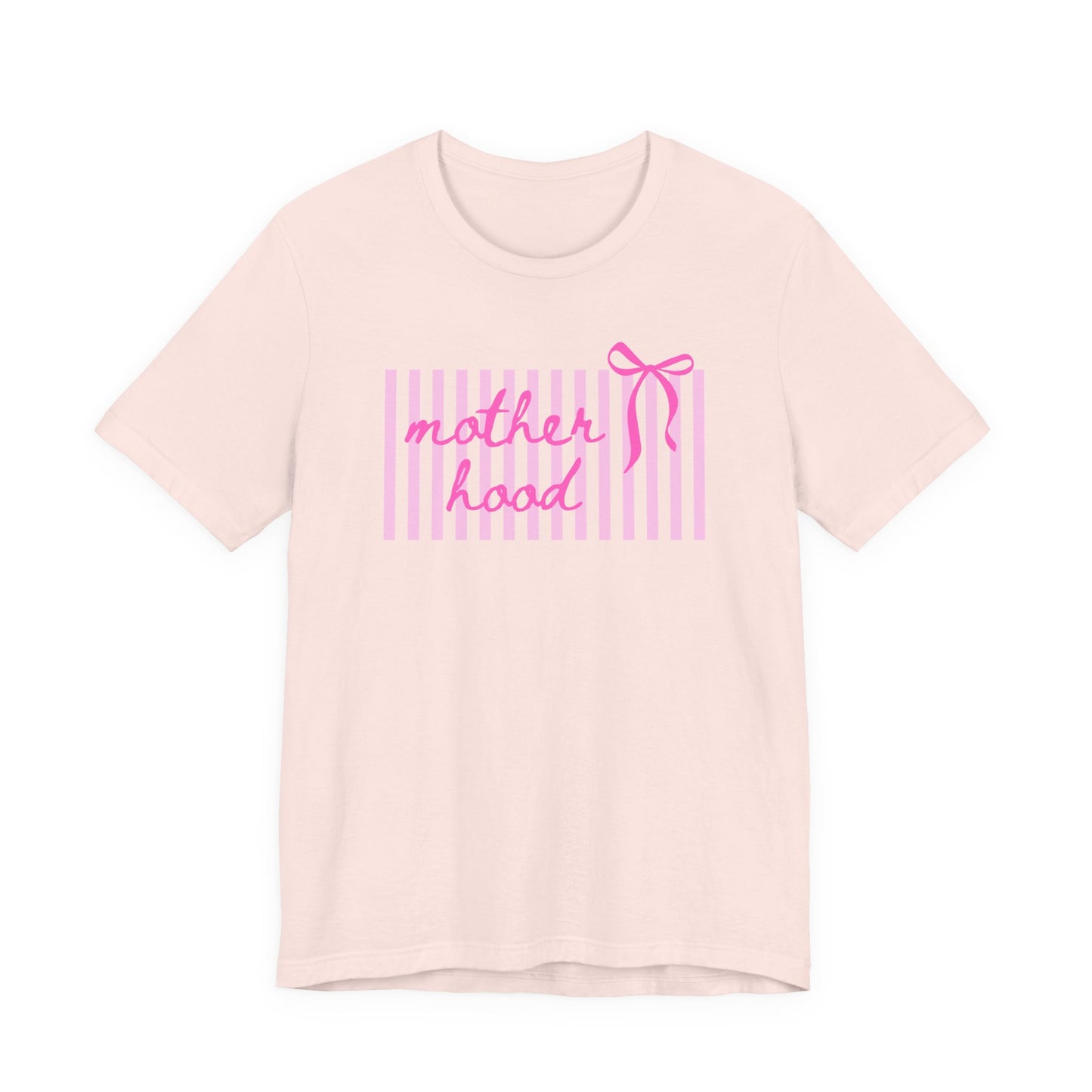 Motherhood Tee - Pink Stripes & Bow Mom Shirt