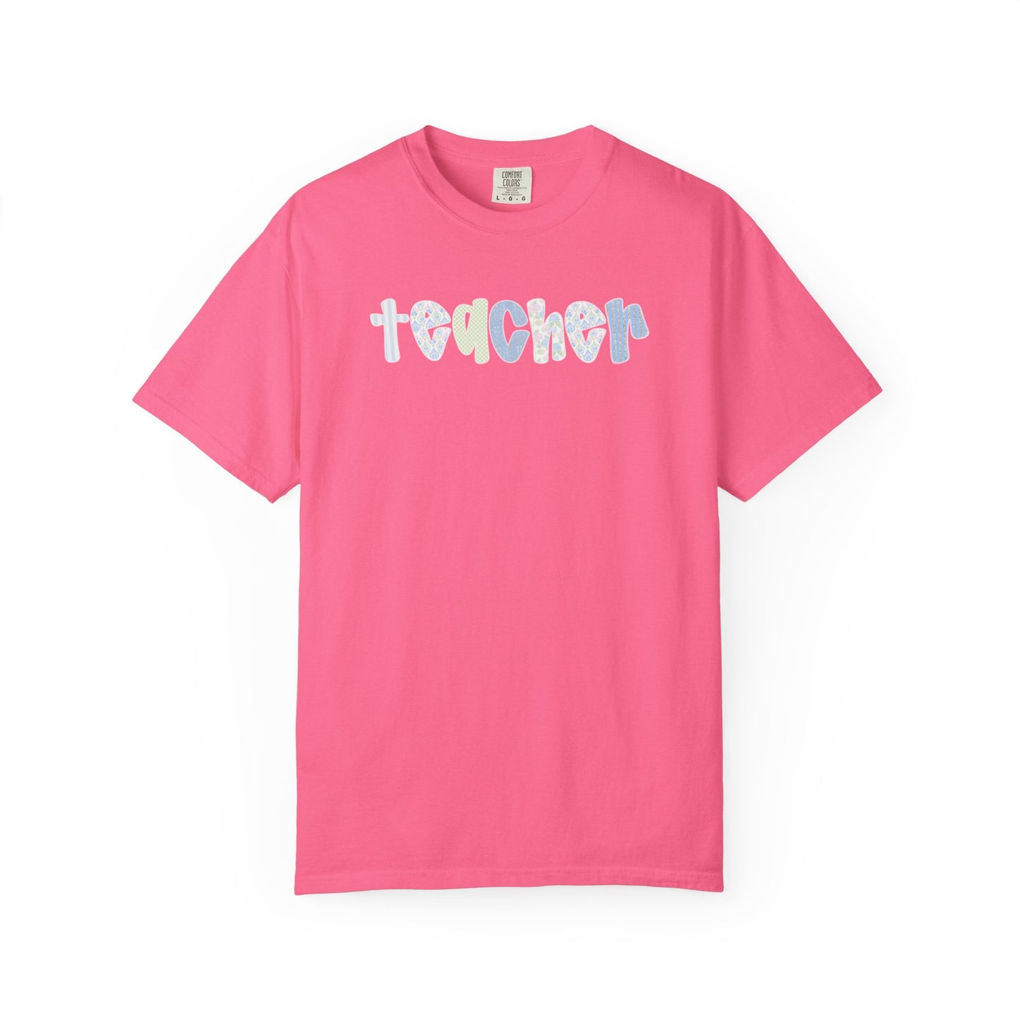 Teacher Floral Bubble Text T-Shirt — Cute Teacher Gift Tee