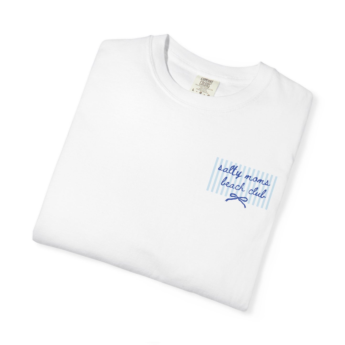 Pocket Script T‑Shirt — "Salty Moms Beach Club" Minimal Graphic Tee
