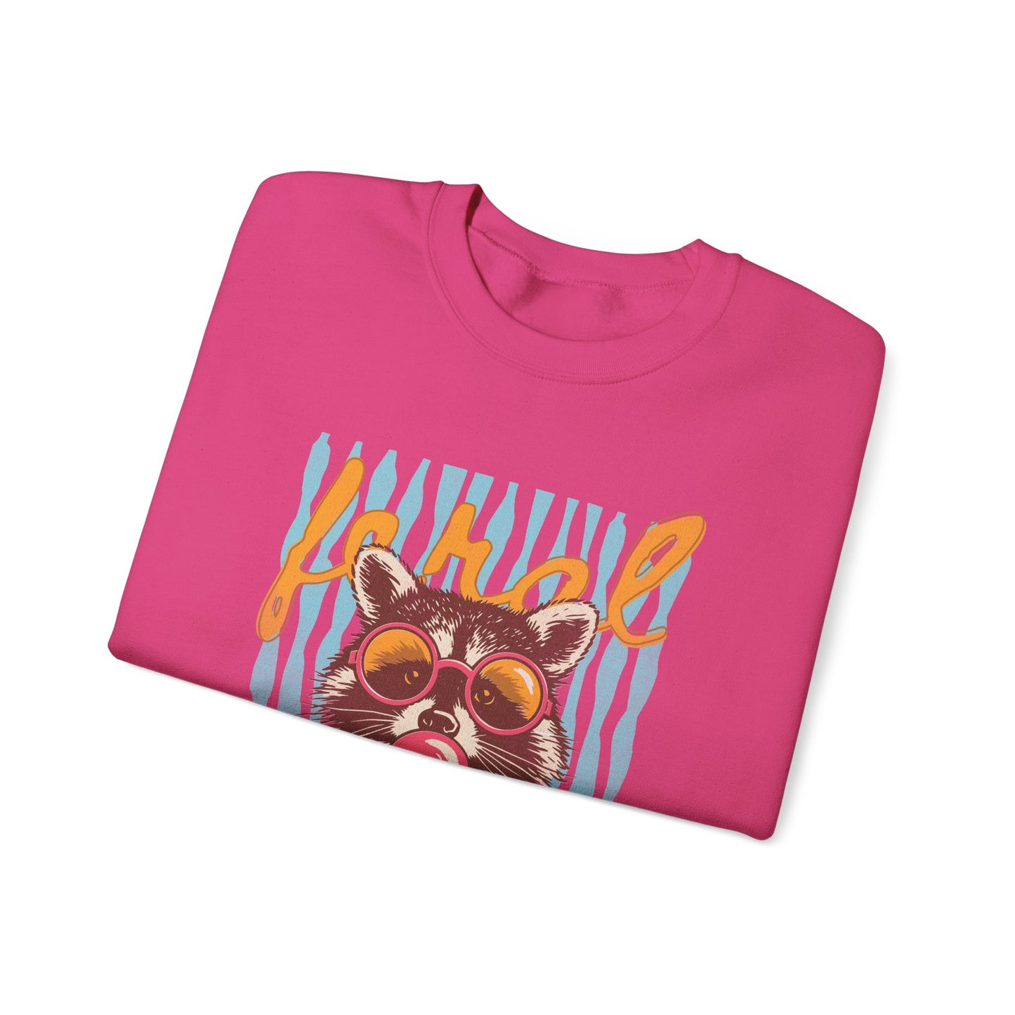 Crewneck Sweatshirt — Retro Raccoon Bubblegum Design
