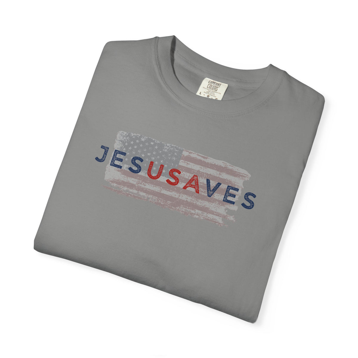 Jesus Saves T‑Shirt — Patriotic Faith Graphic Tee
