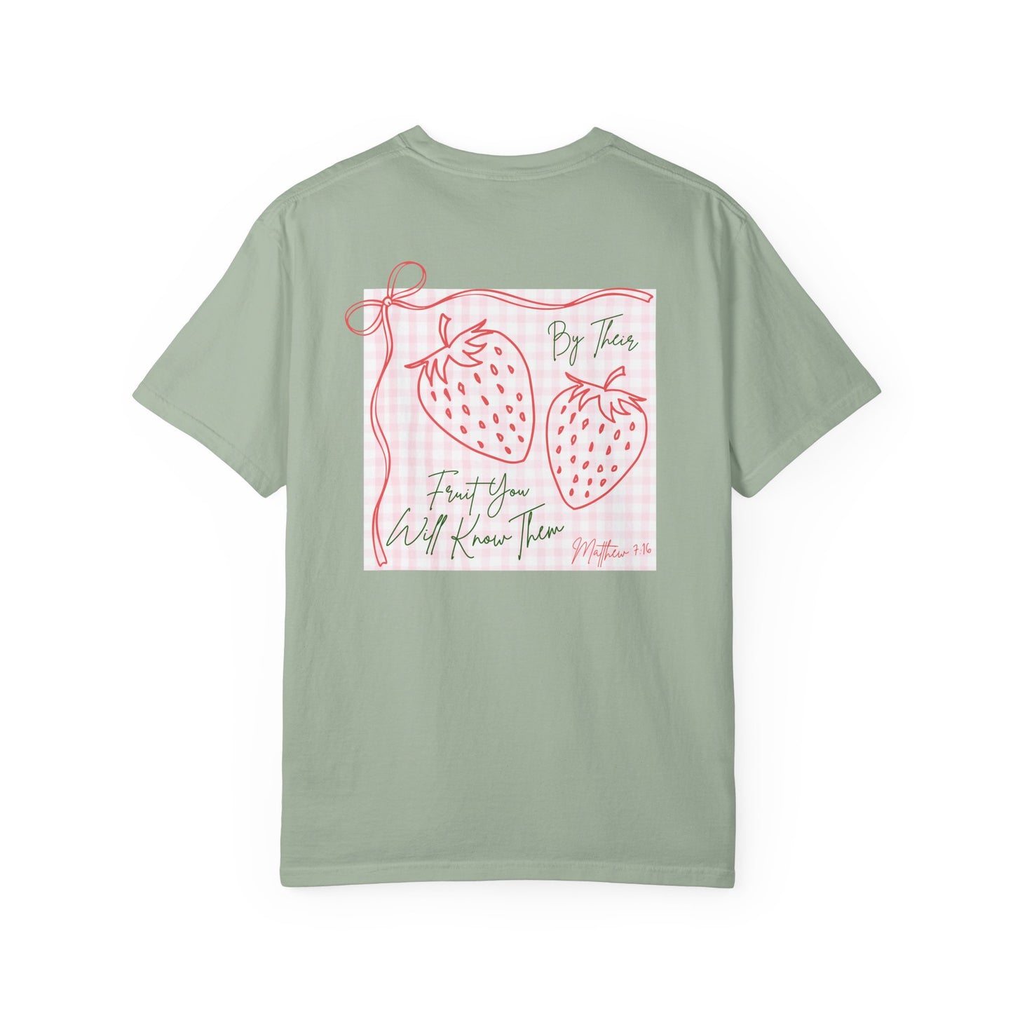 Strawberry Sketch T-Shirt — 'Matthew 7:16 Fruit' Graphic Tee