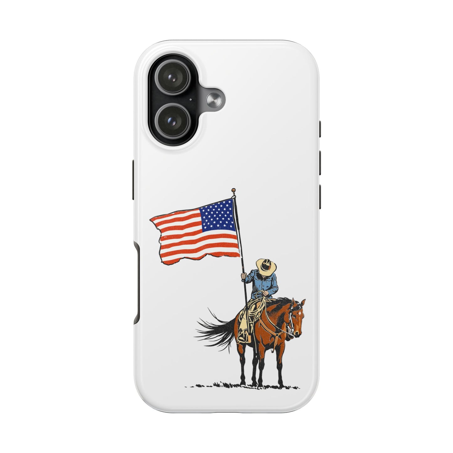 Rugged Western Phone Case — Cowboy Holding American Flag