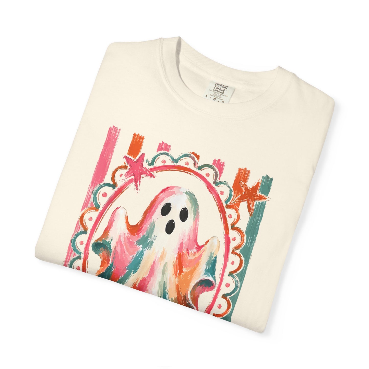 Watercolor Ghost Tee — Colorful Halloween Graphic T-Shirt