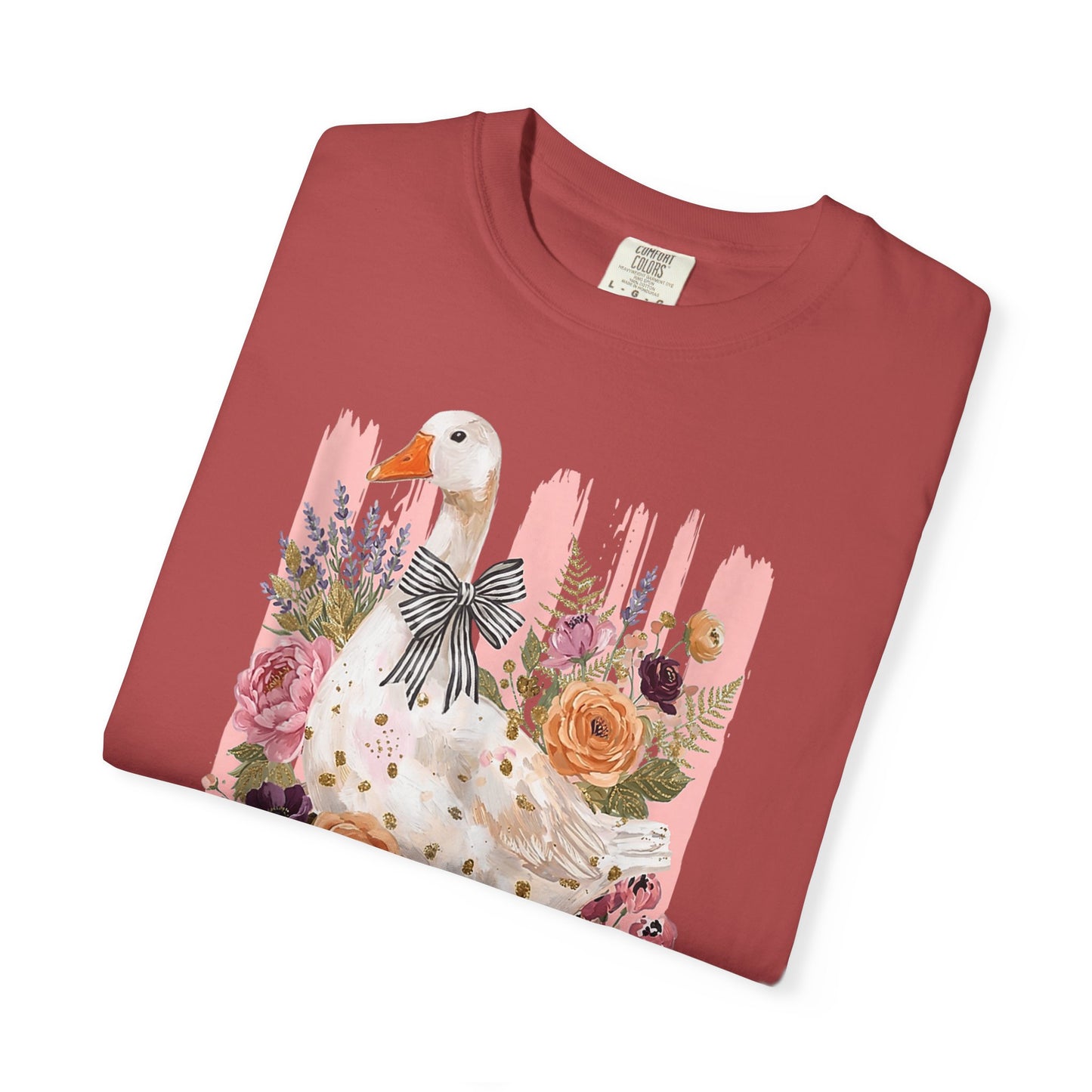 Autumn Farmyard Goose T-Shirt — Pumpkin & Floral Fall Tee