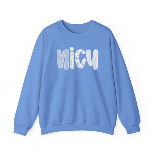 Cozy 'NICU' Pastel Pattern Crewneck Sweatshirt