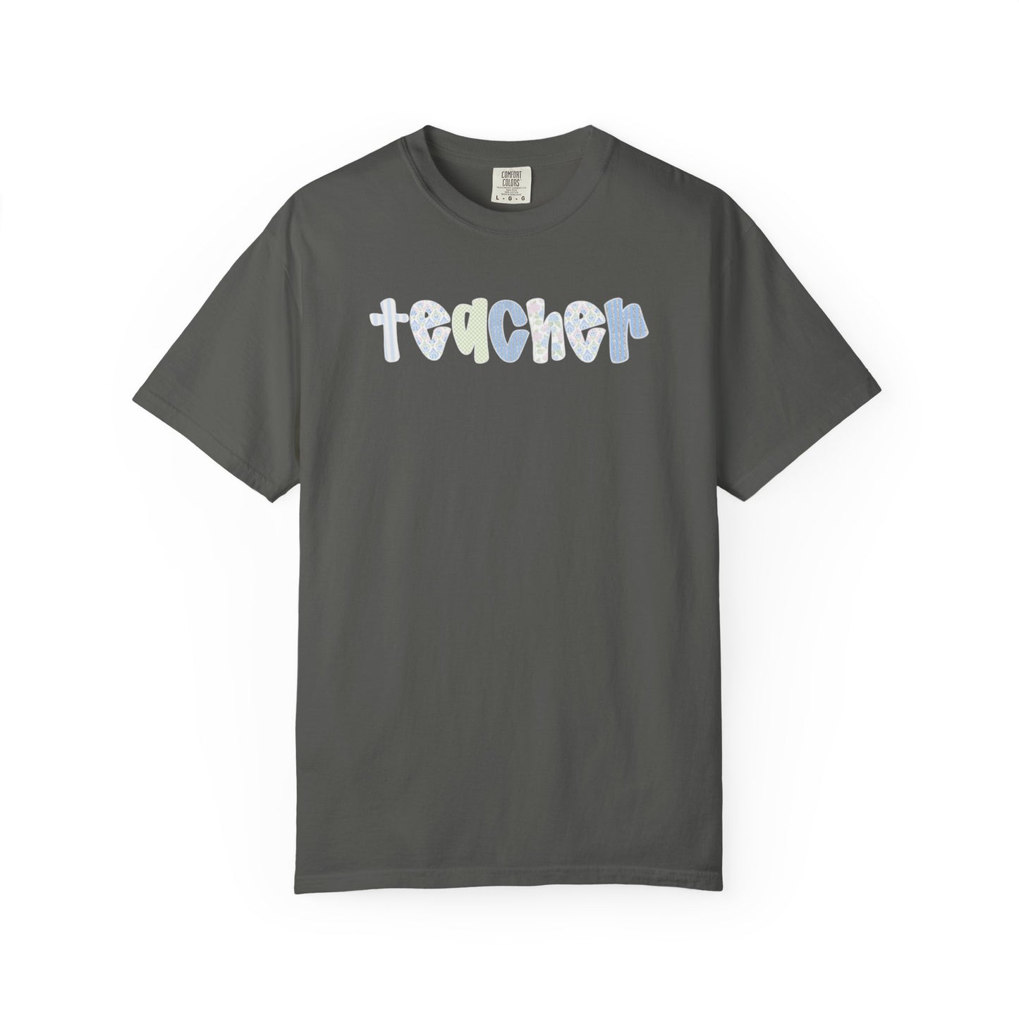 Teacher Floral Bubble Text T-Shirt — Cute Teacher Gift Tee
