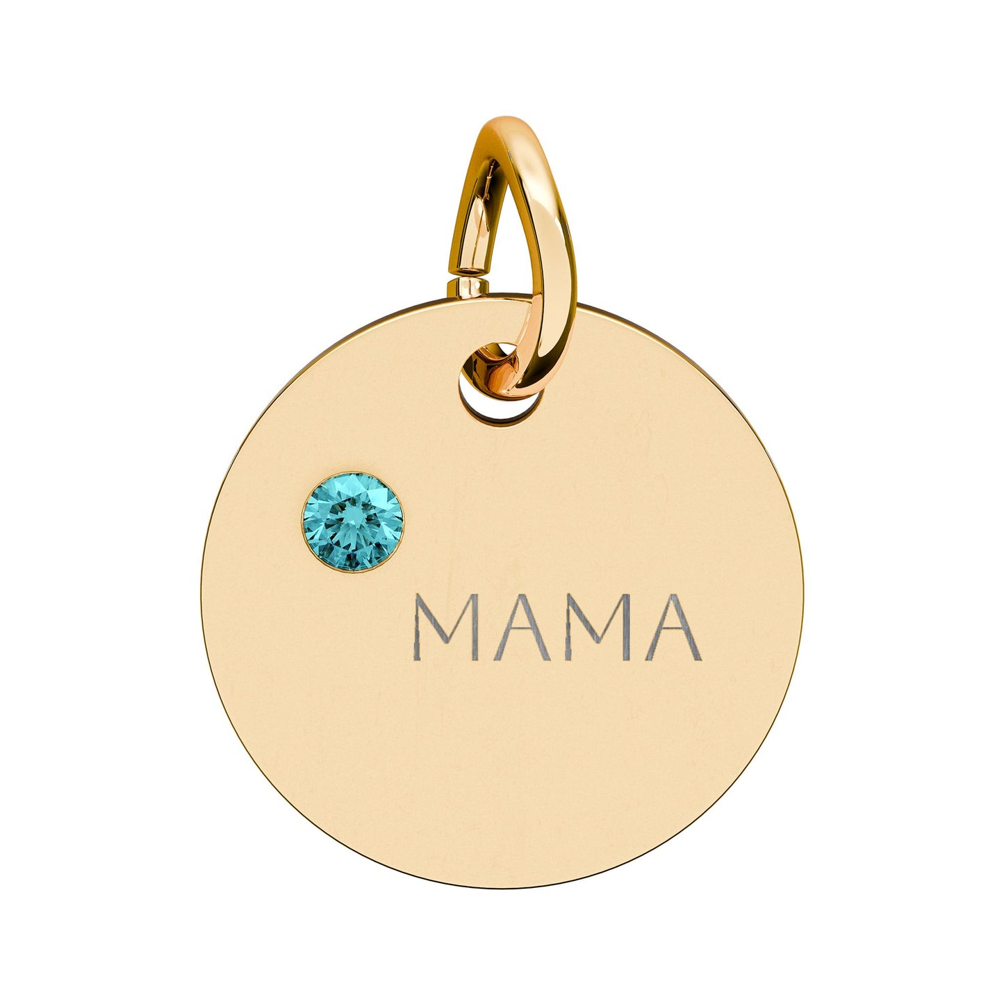 Engraved Birthstone Circle Charm 'MAMA' - Pendant Only