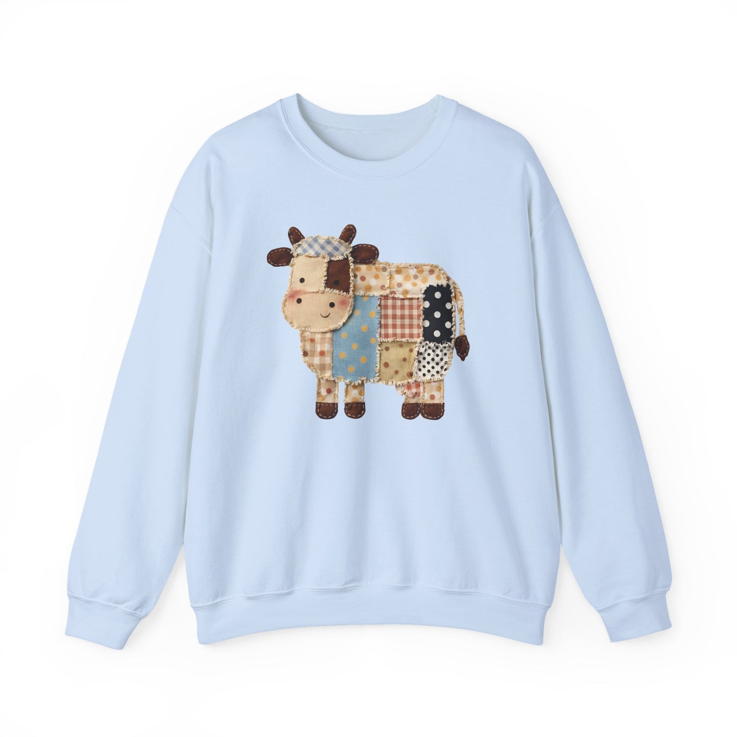 Patchwork Cow Print Sweatshirt — Cute Farm Animal Crewneck