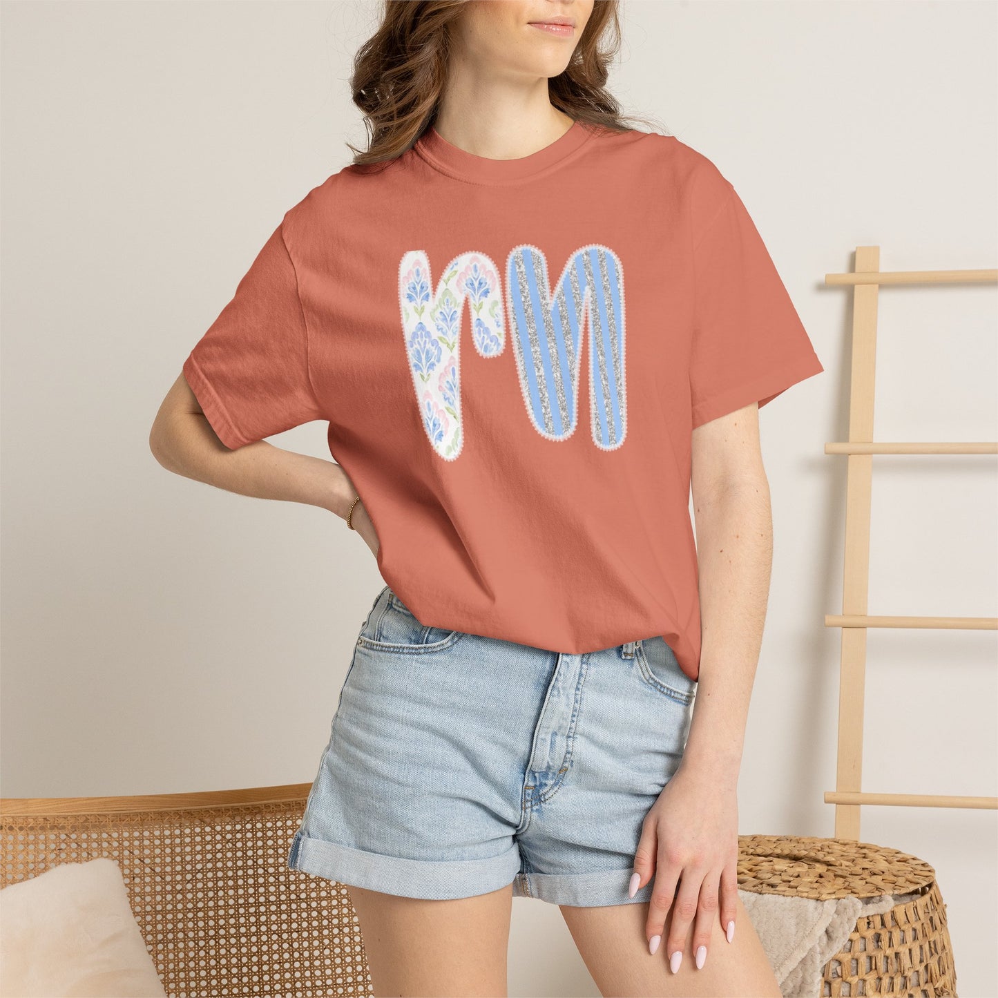 Retro 'RN' Floral Graphic T-Shirt — Garment-Dyed Casual Tee