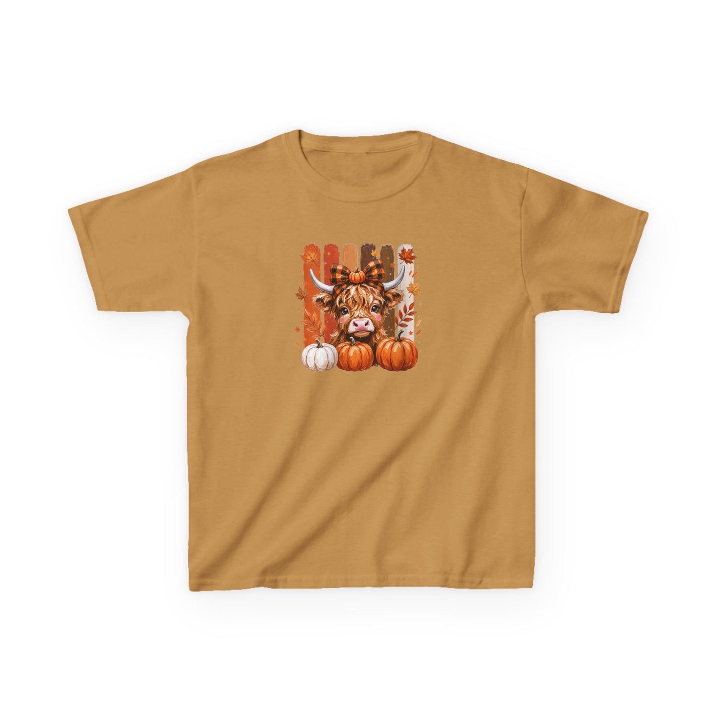 Kids Fall Cow Pumpkin T-Shirt