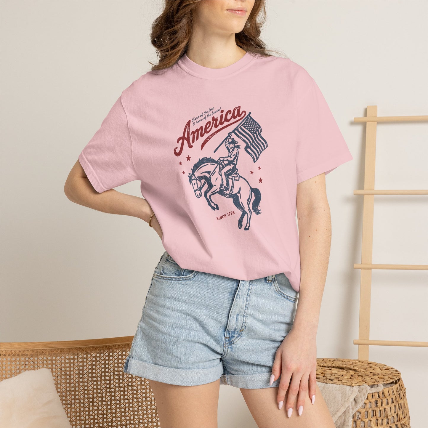 America Cowboy Flag T-Shirt – Retro Patriotic Rodeo Tee