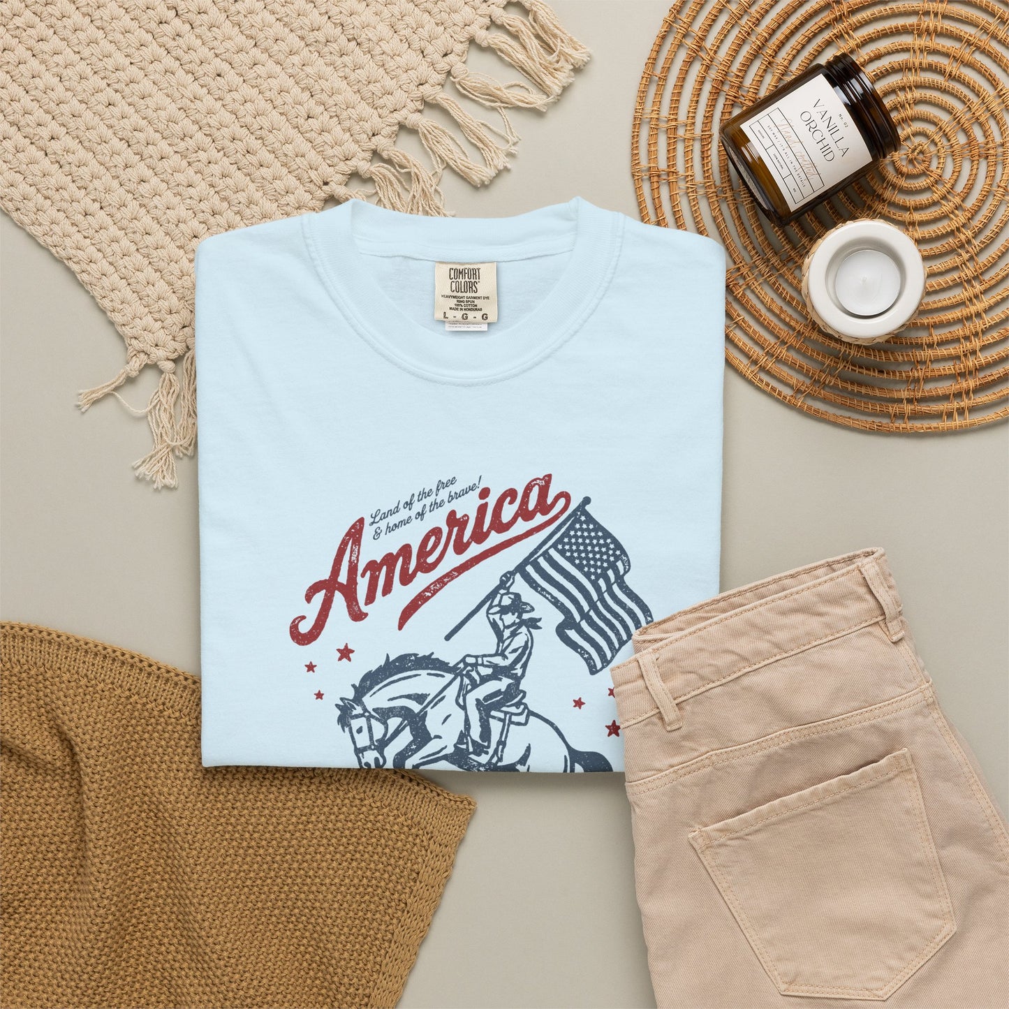 America Cowboy Flag T-Shirt – Retro Patriotic Rodeo Tee