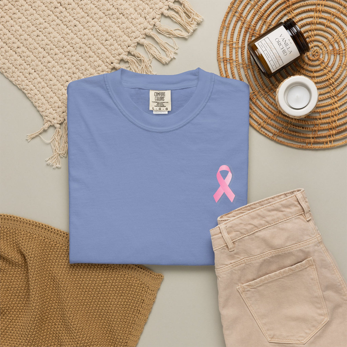 Breast Cancer Awareness T-Shirt — "No One Fights Alone" Flag Tee