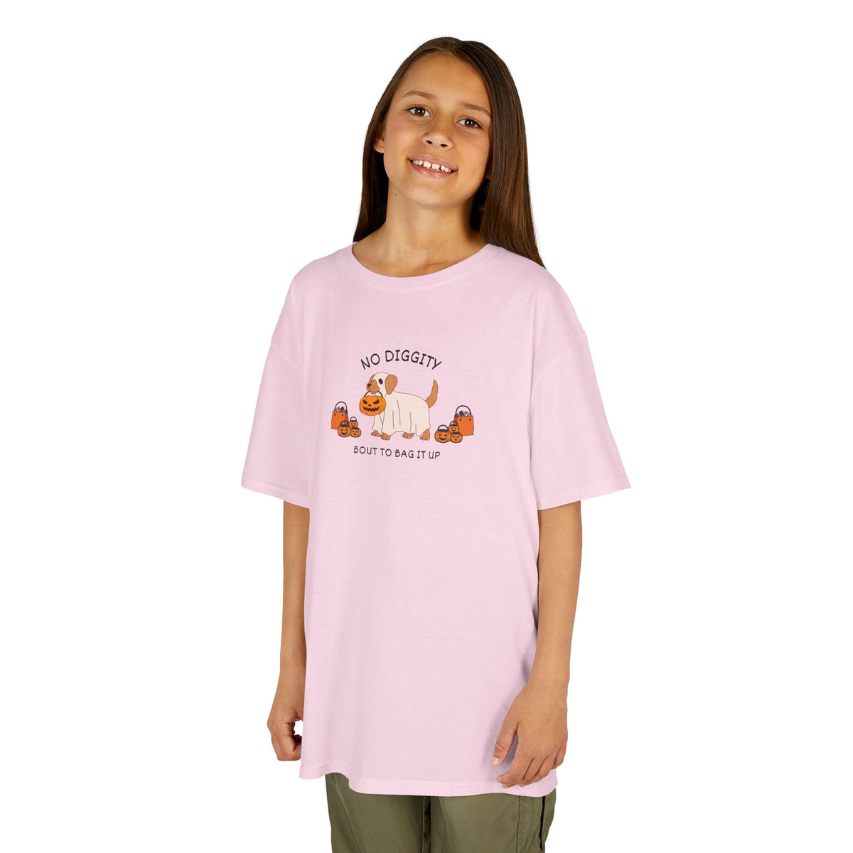 Kids T‑Shirt — "No Diggity" Puppy & Pumpkin Fall Tee