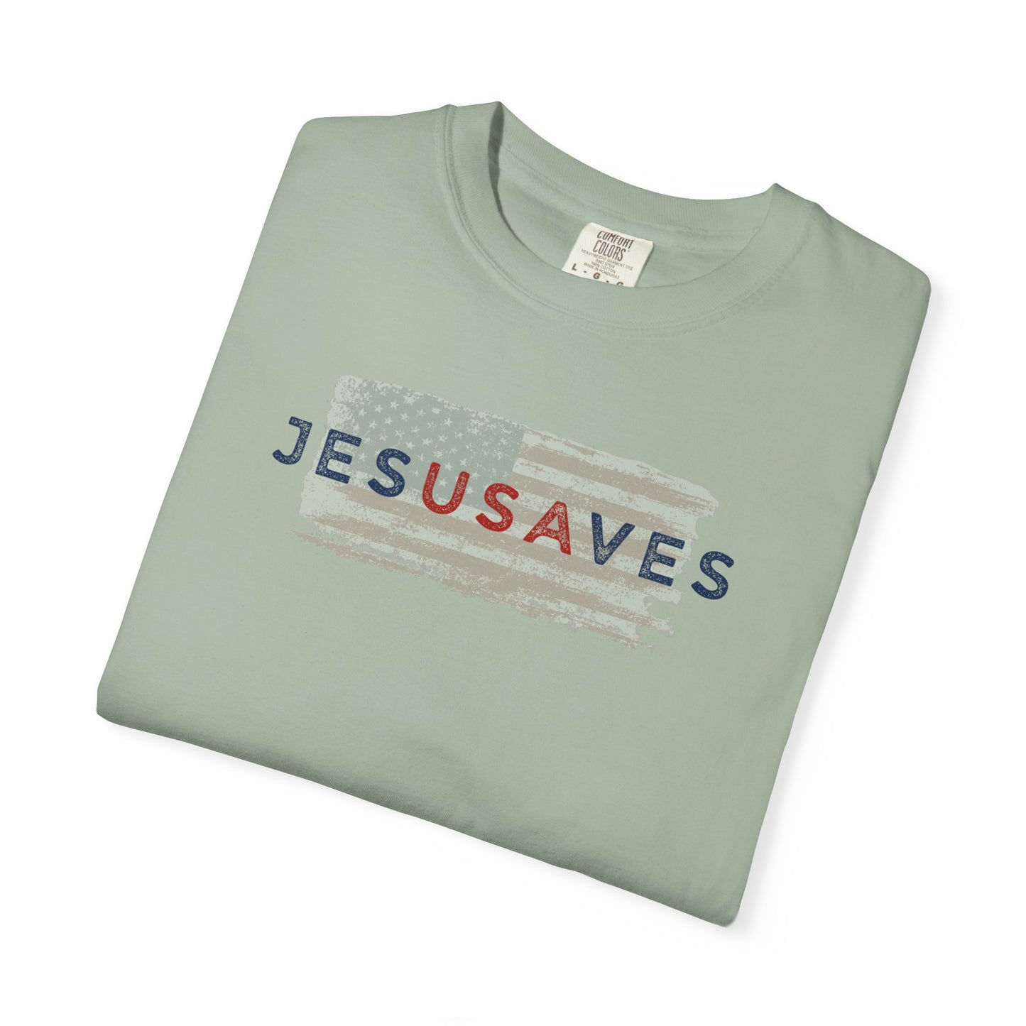 Jesus Saves T‑Shirt — Patriotic Faith Graphic Tee