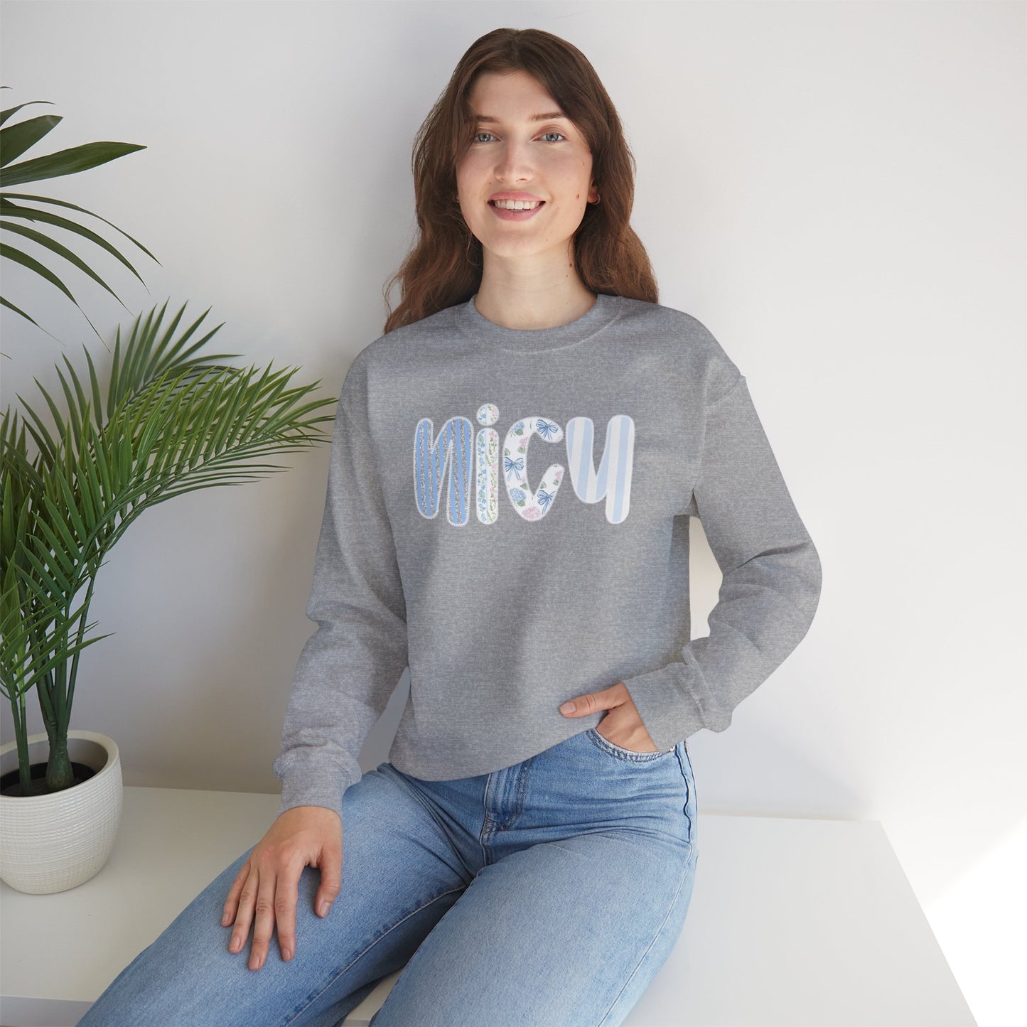 Cozy 'NICU' Pastel Pattern Crewneck Sweatshirt