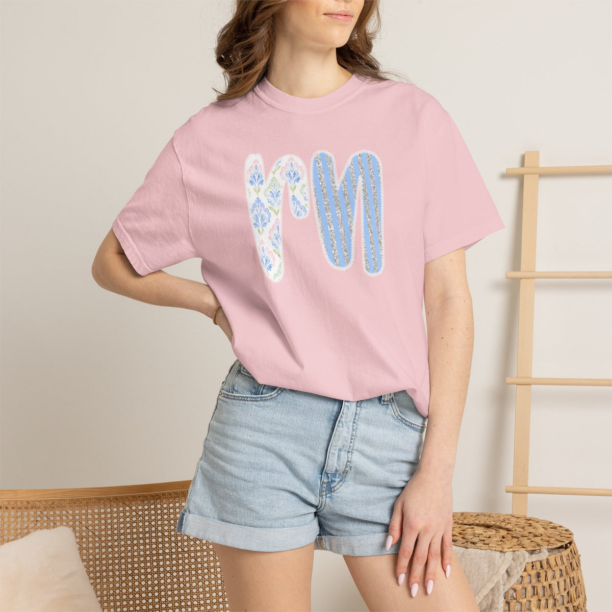 Retro 'RN' Floral Graphic T-Shirt — Garment-Dyed Casual Tee