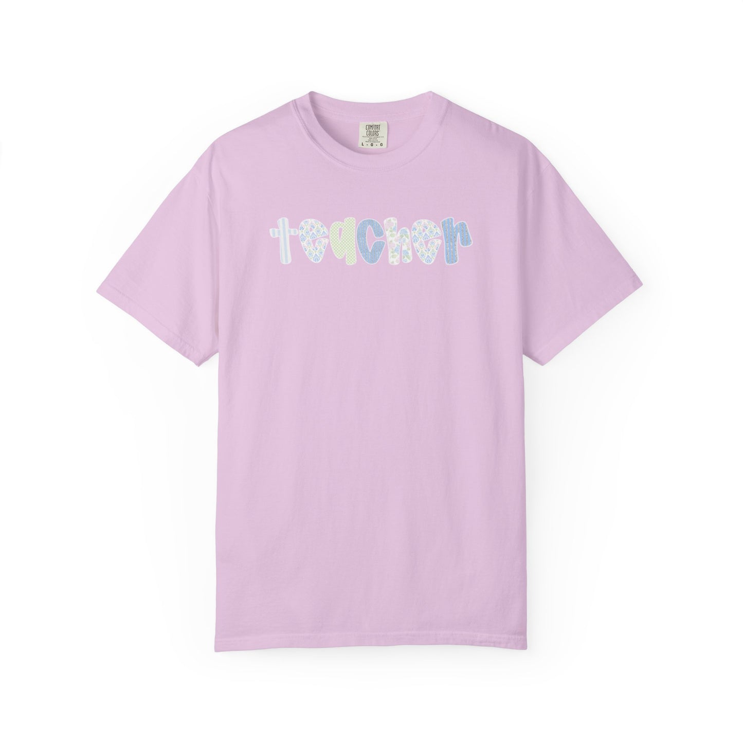 Teacher Floral Bubble Text T-Shirt — Cute Teacher Gift Tee
