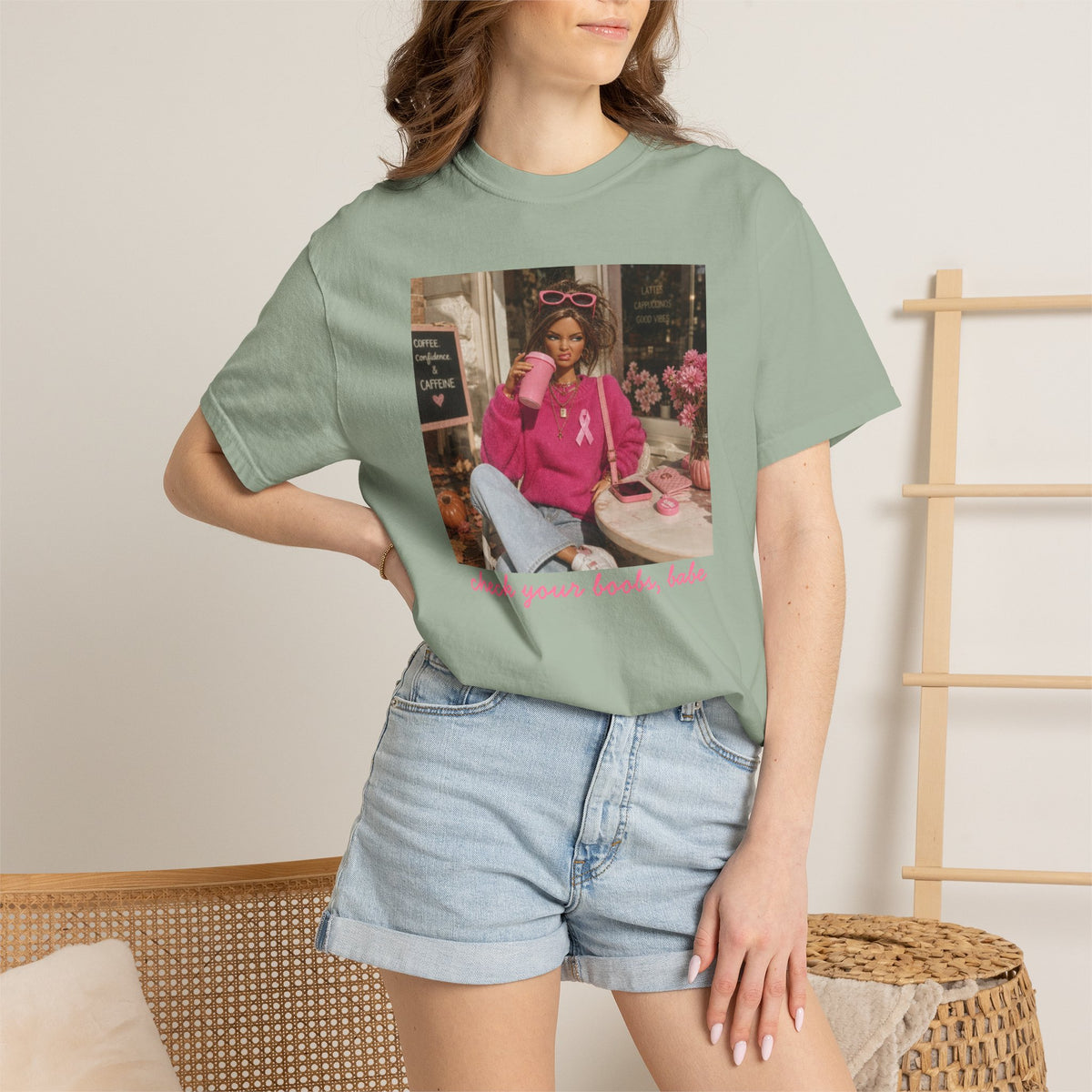 Breast Cancer Awareness T-Shirt — "Check Your Boobs, Babe" Retro Pink Ribbon Tee