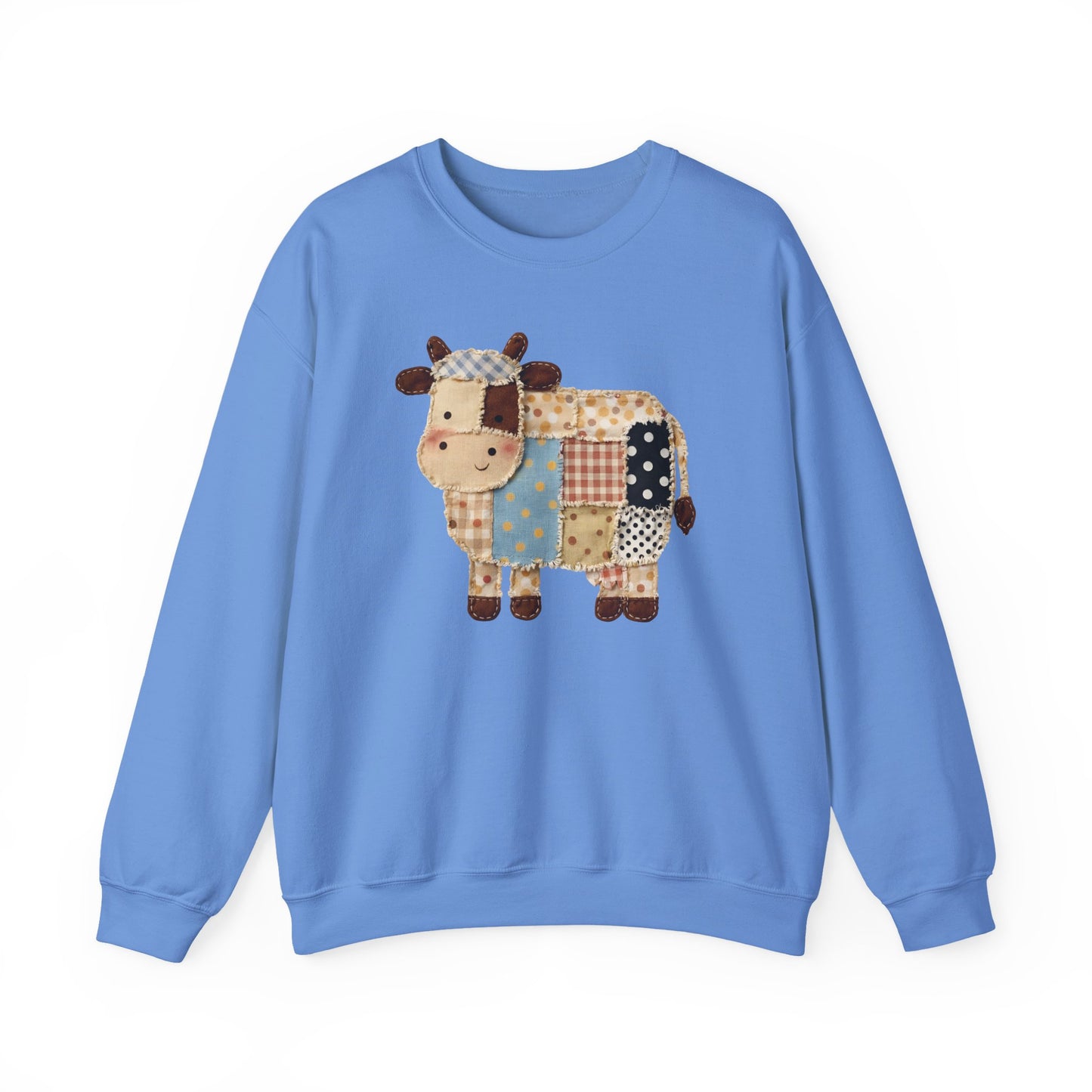 Patchwork Cow Print Sweatshirt — Cute Farm Animal Crewneck