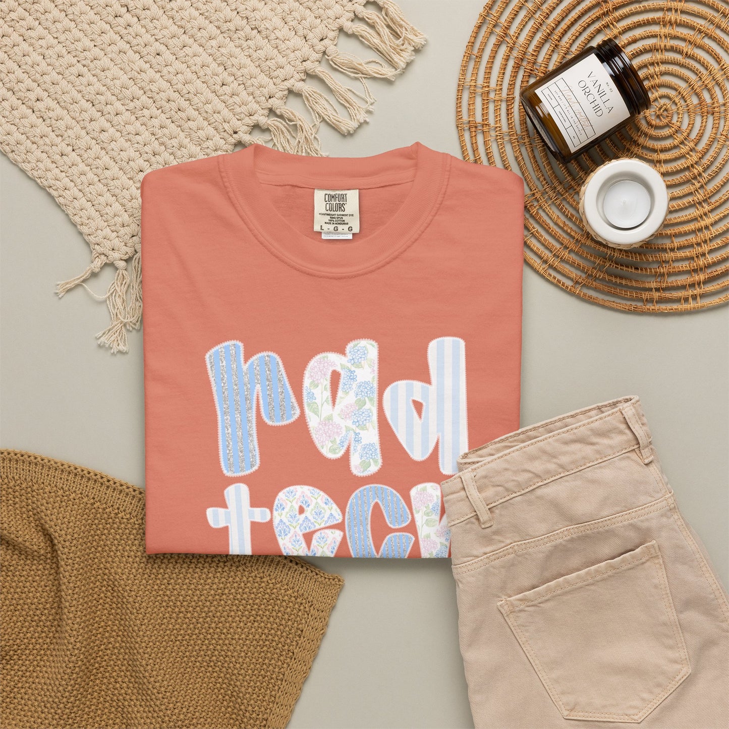 Rad Tech T-Shirt — Retro Floral 'rad tech' Graphic Tee for Radiologic Technologists