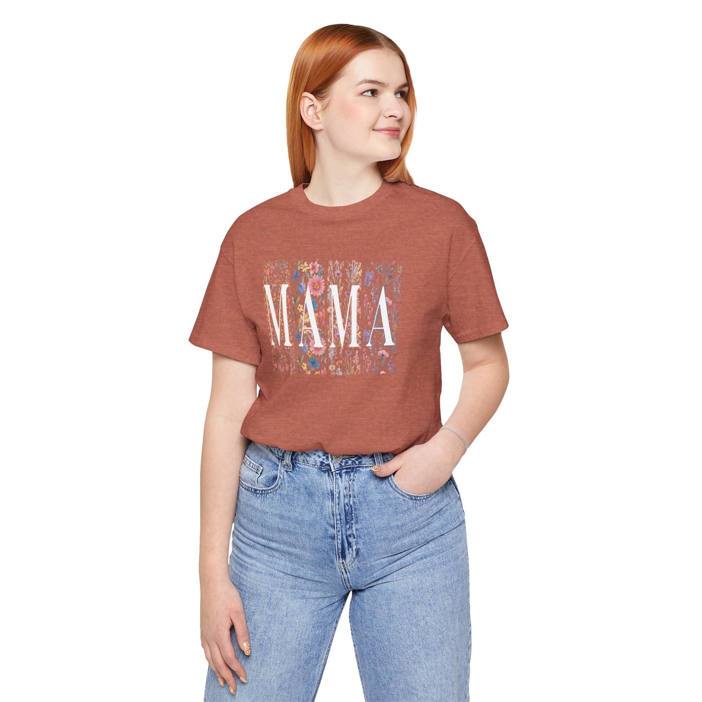 Mama Floral Tee — Soft Pink Mother’s Day Shirt with Floral Typography
