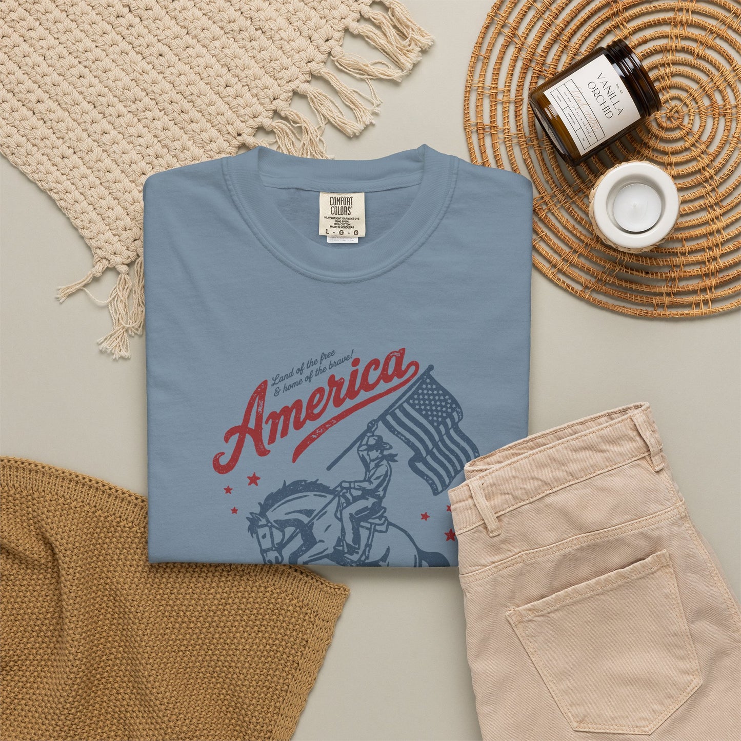 America Cowboy Flag T-Shirt – Retro Patriotic Rodeo Tee
