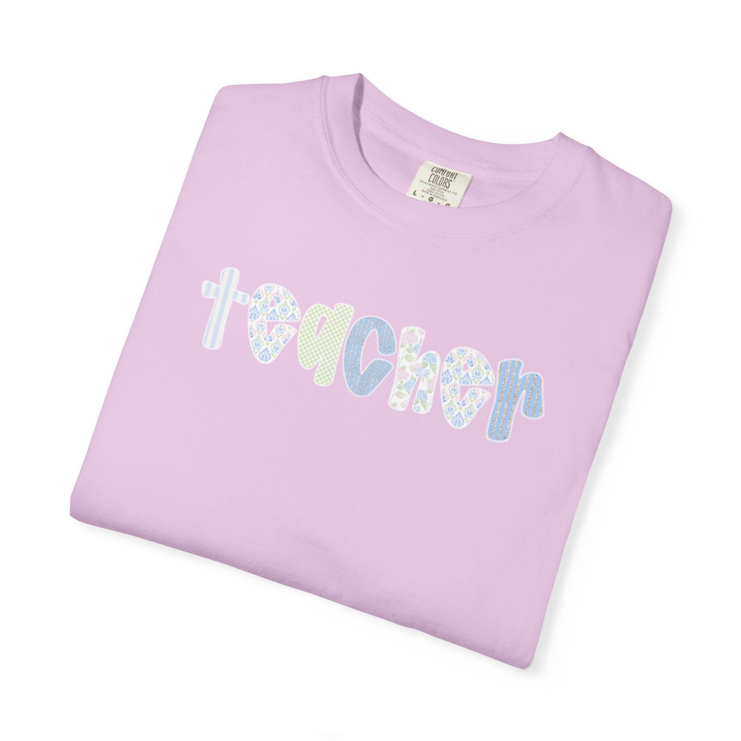 Teacher Floral Bubble Text T-Shirt — Cute Teacher Gift Tee