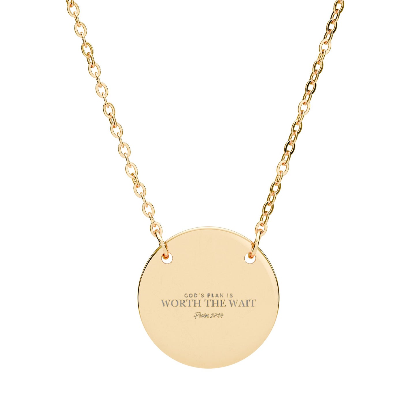 Engraved Circle Necklace — "God's Plan" Personalized Disc Pendant