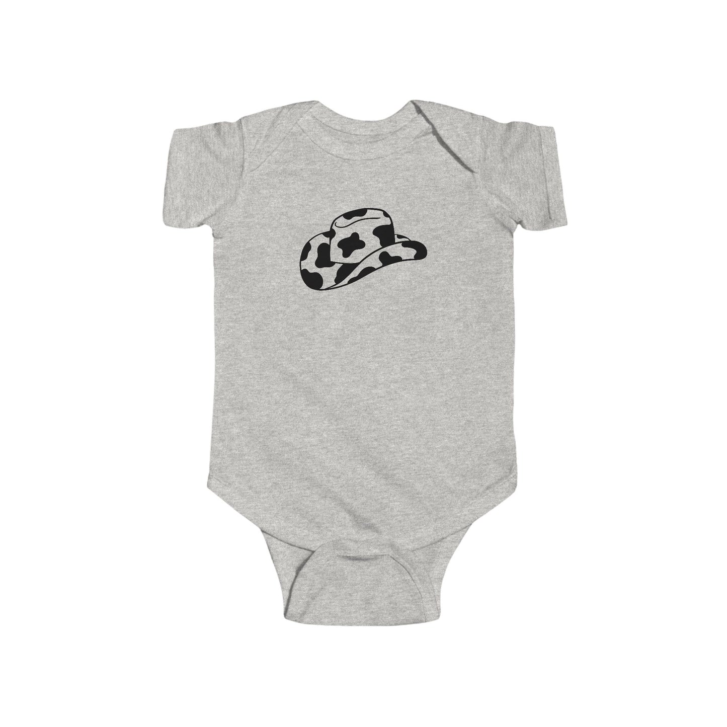 Cowpens Cow Print Cowboy Hat Infant Bodysuit — Cute Western Baby Onesie